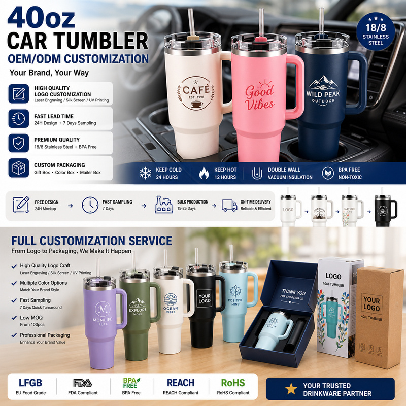 40oz Powder-coated Car Tumbler